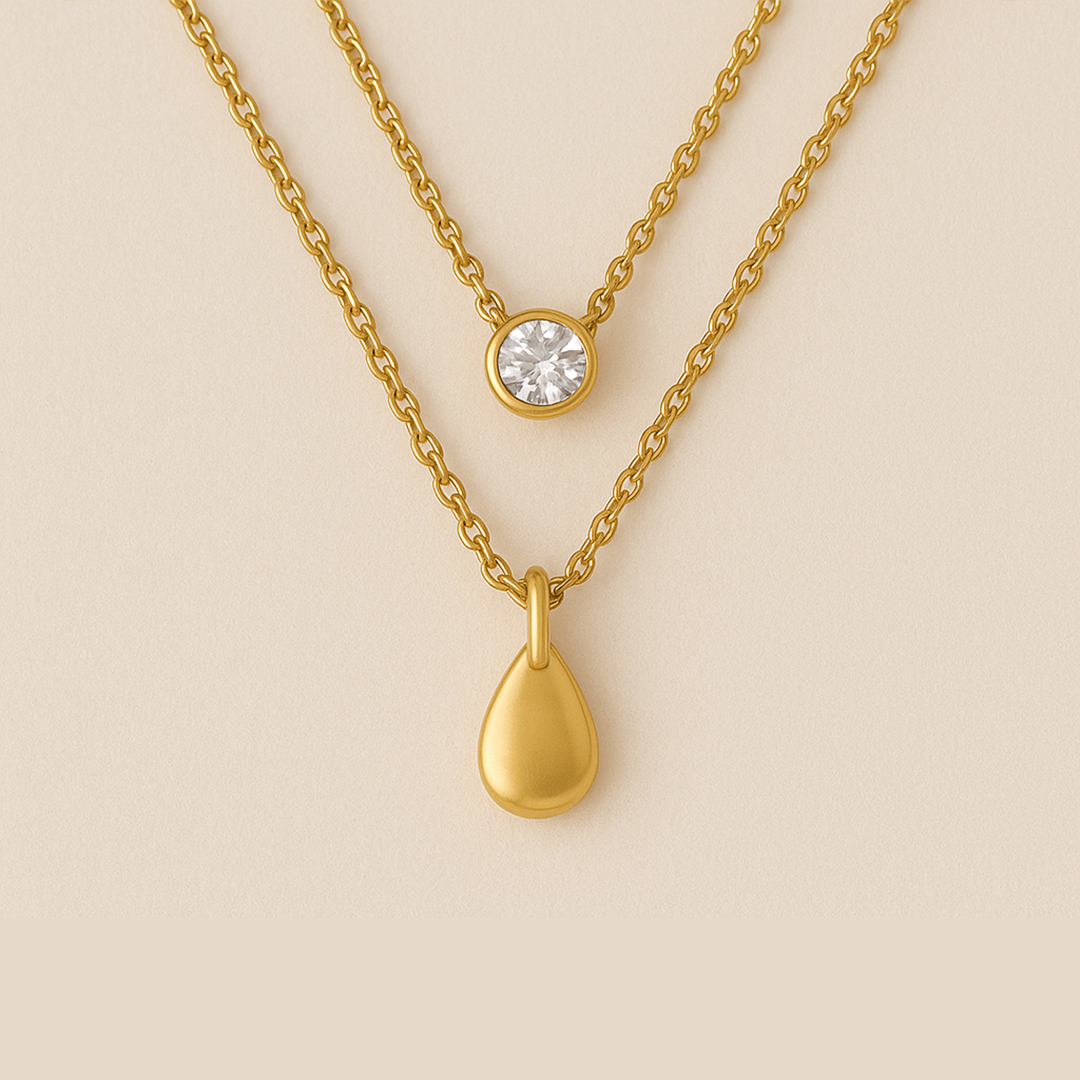 Colar Duplo com Zircônia